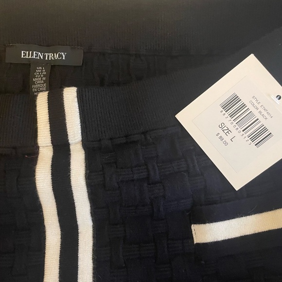 Ellen Tracy Womans Black/White Knit Pencil Skirt Large Textured Basket Weave NWT - Picture 7 of 8
